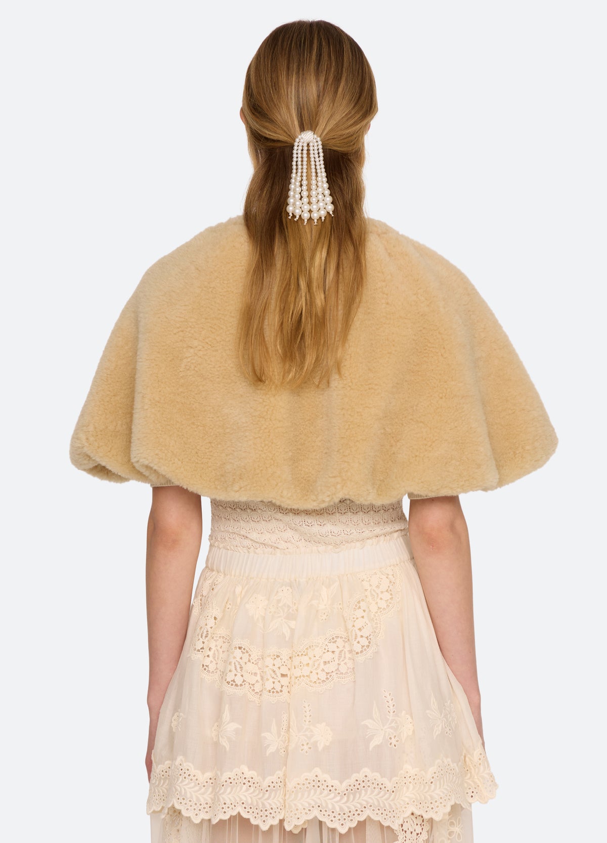 camel-michaela wool cape-back view - 3