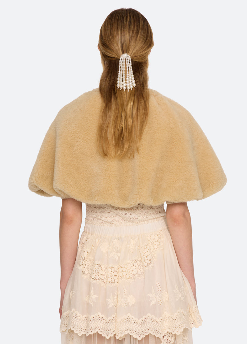 camel-michaela wool cape-back view - 3