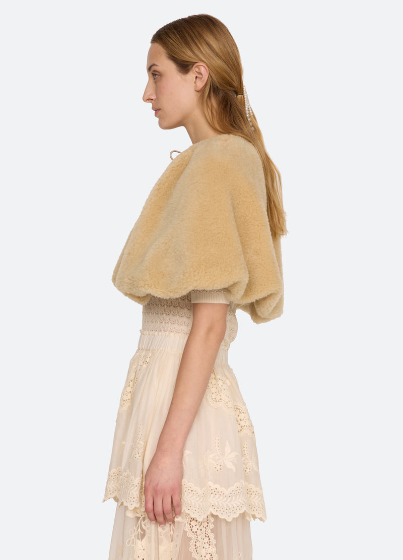 camel-michaela wool cape-side view - 4