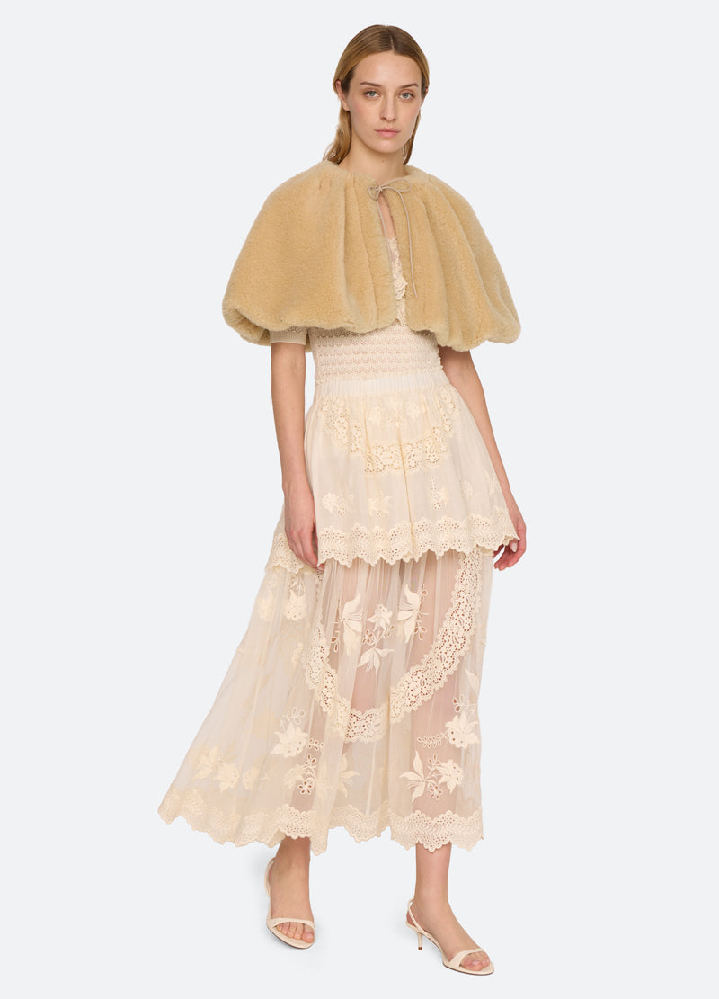 camel-michaela wool cape-full body view - 2