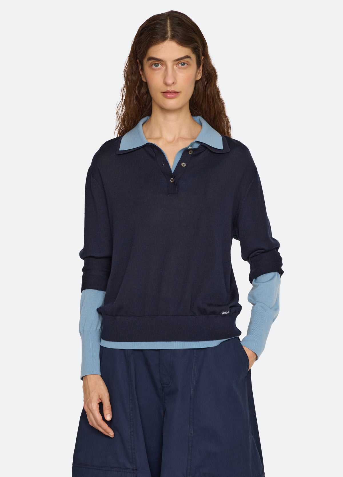 navy-kayla polo-front view - 2