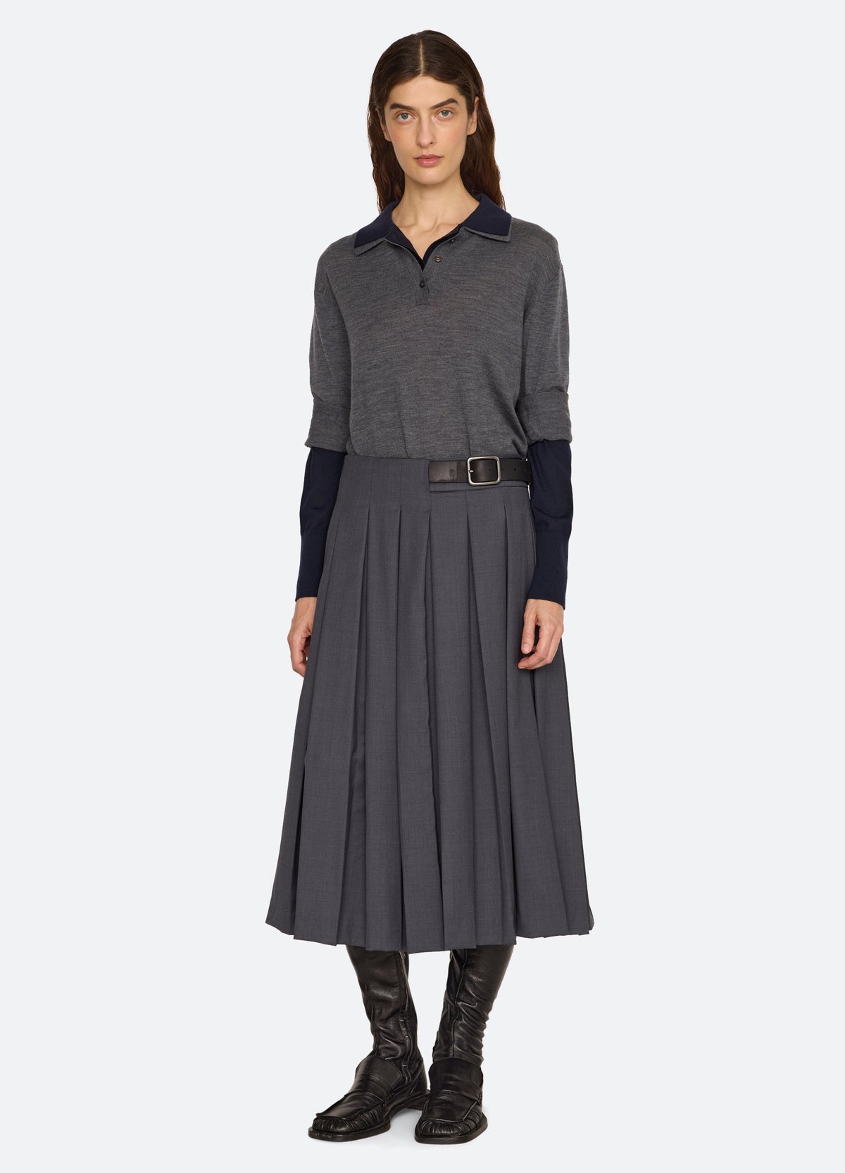 charcoal-kayla skirt-full body view - 3