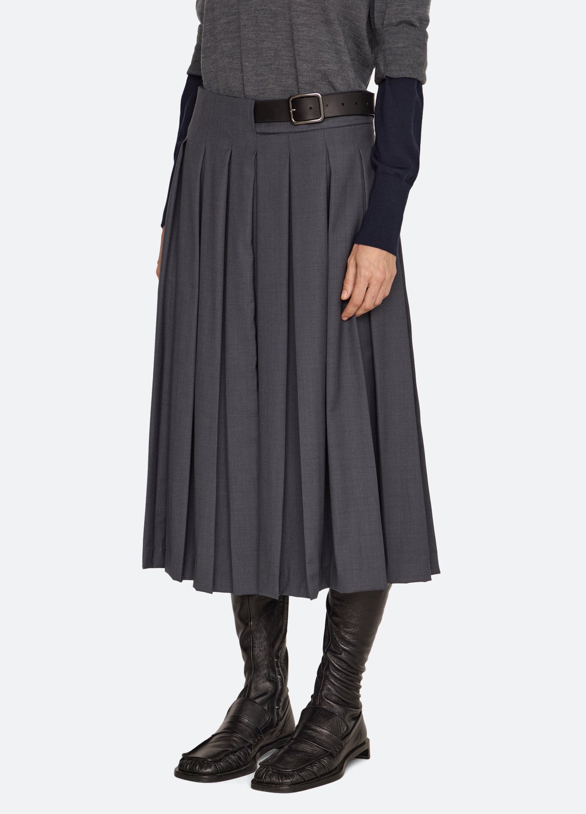 charcoal-kayla skirt-three quarter view - 6