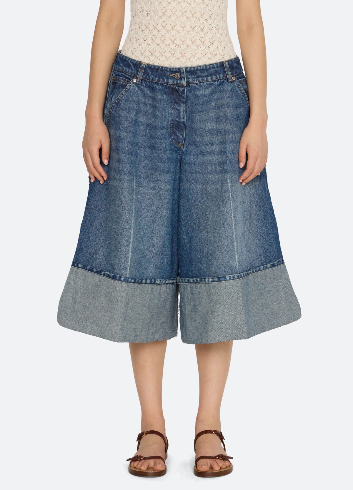 blue-lane culottes-front view - 2