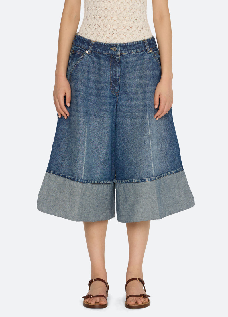 blue-lane culottes-front view - 2