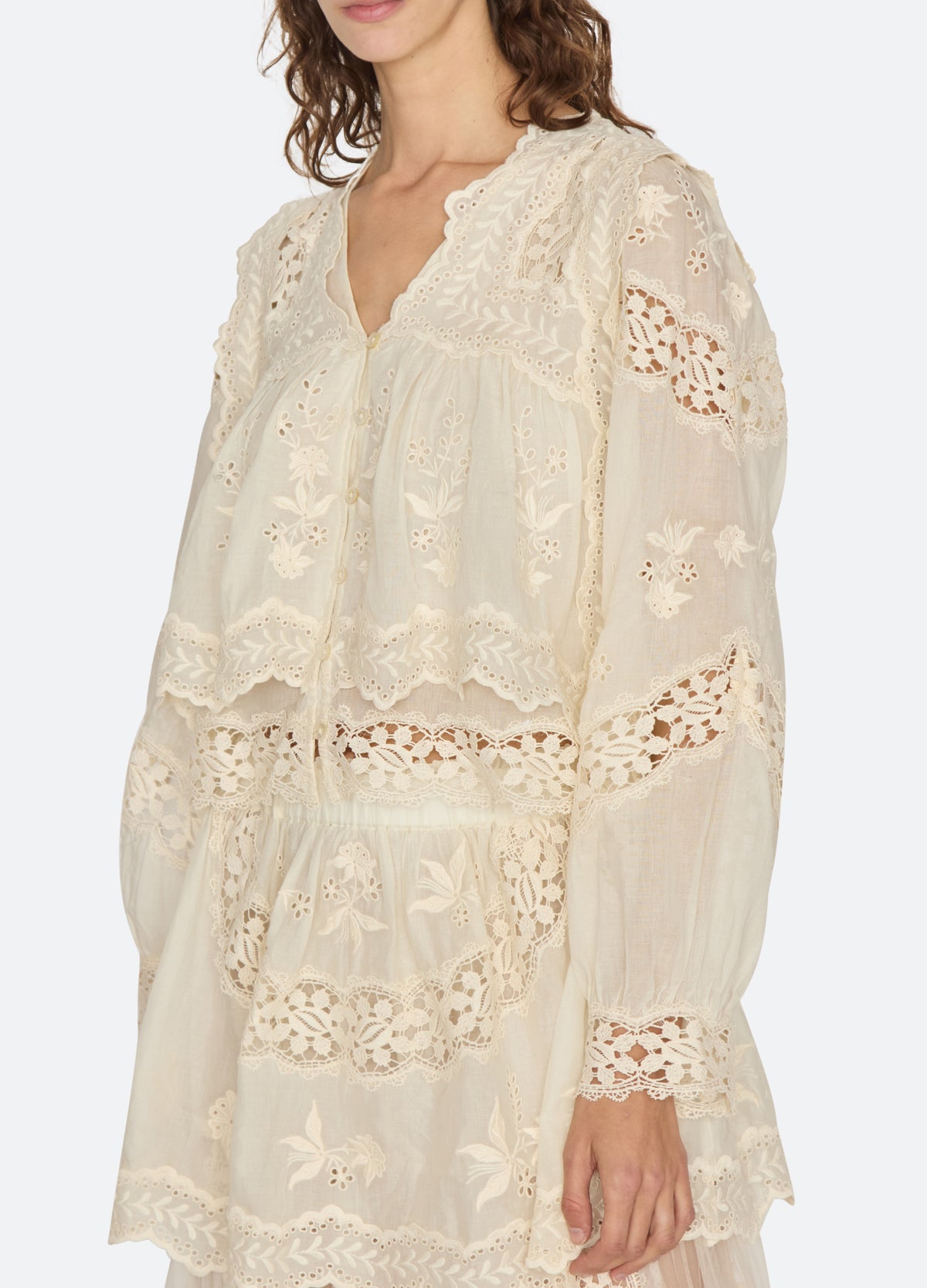 cream-lovena l/s top-detail view - 14
