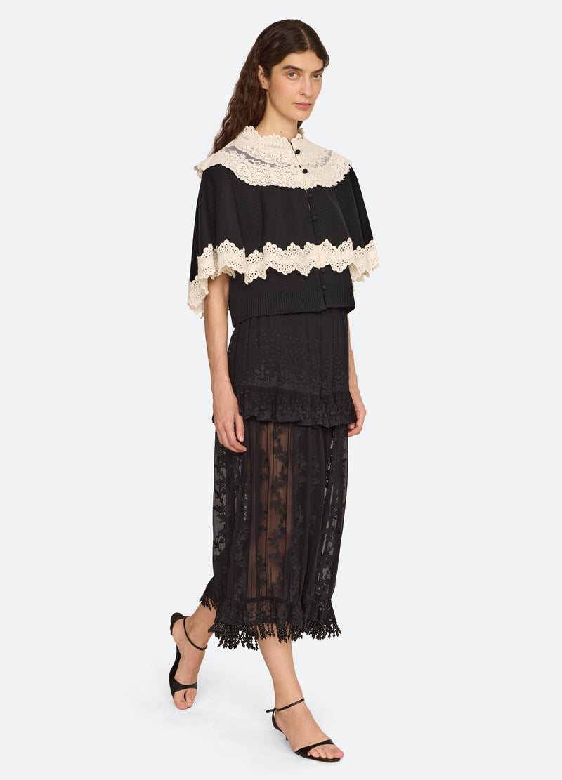 black-lovena cape cardigan-full body view - 7