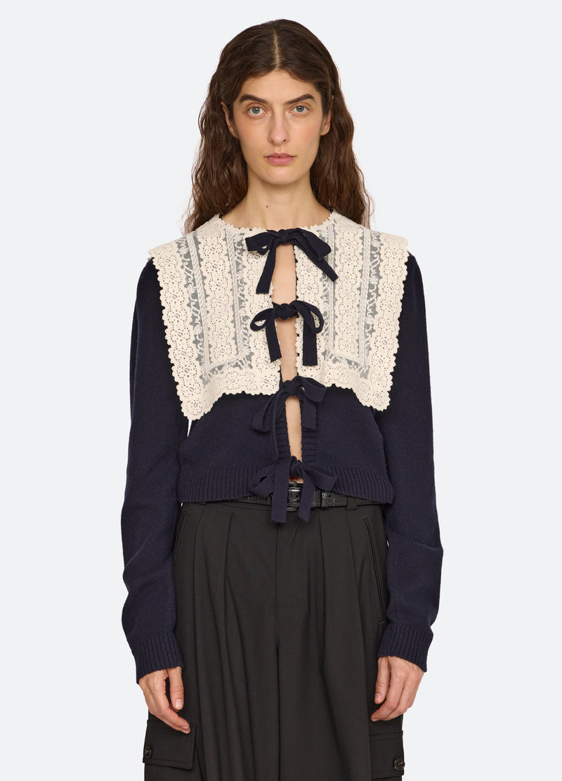 navy-lovena cardigan-front view - 1