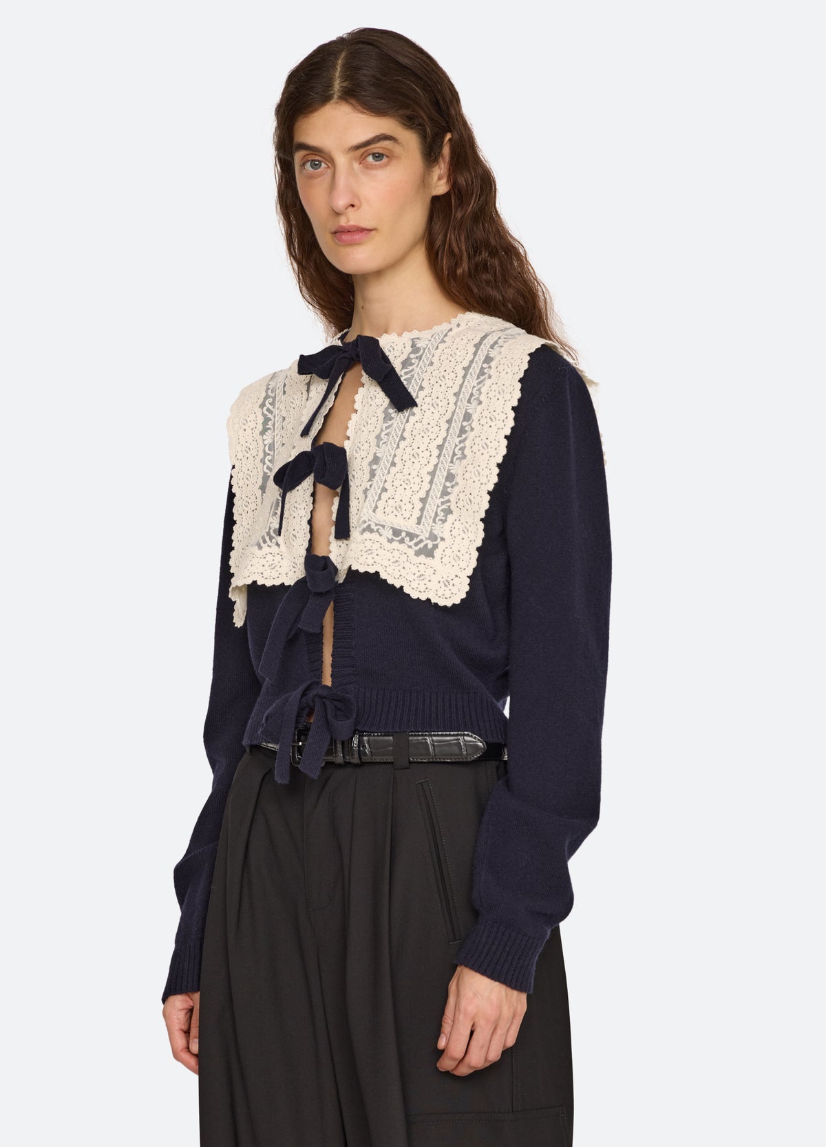 navy-lovena cardigan-three quarter view - 4