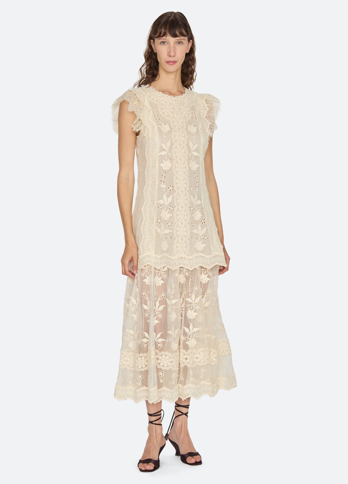 cream-lovena dress-front view - 10