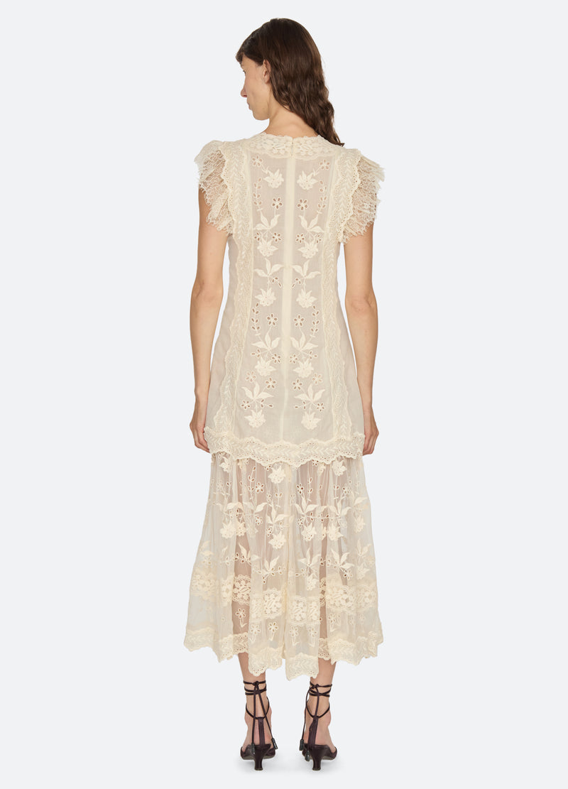 cream-lovena dress-back view - 13