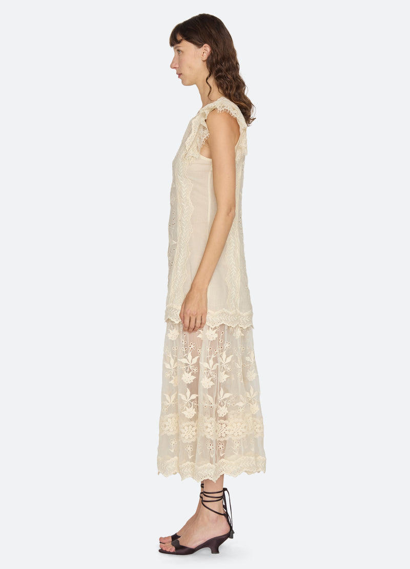 cream-lovena dress-side view - 14