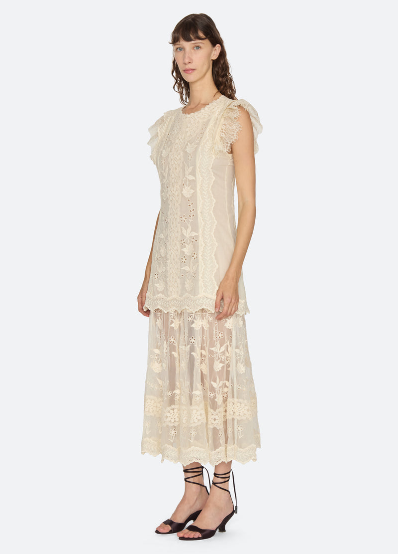 cream-lovena dress-three quarter view - 15