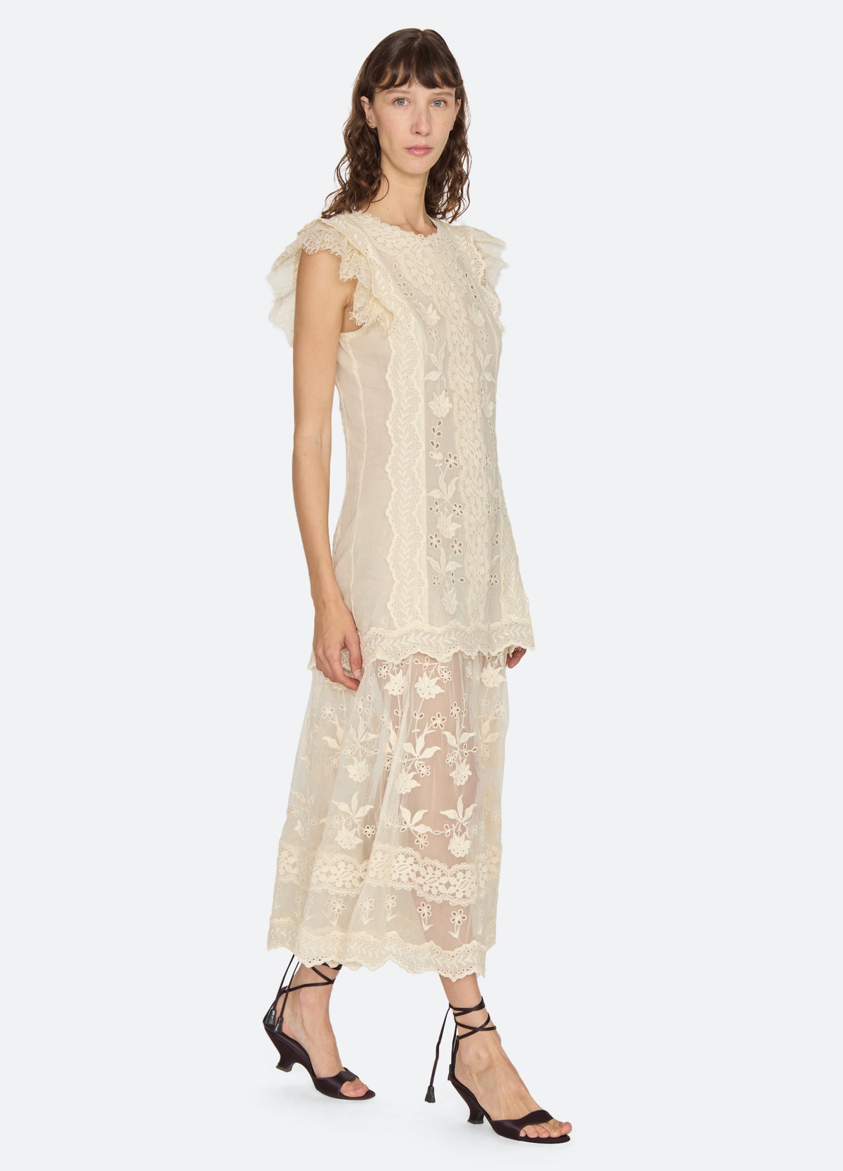 cream-lovena dress-walking view - 16