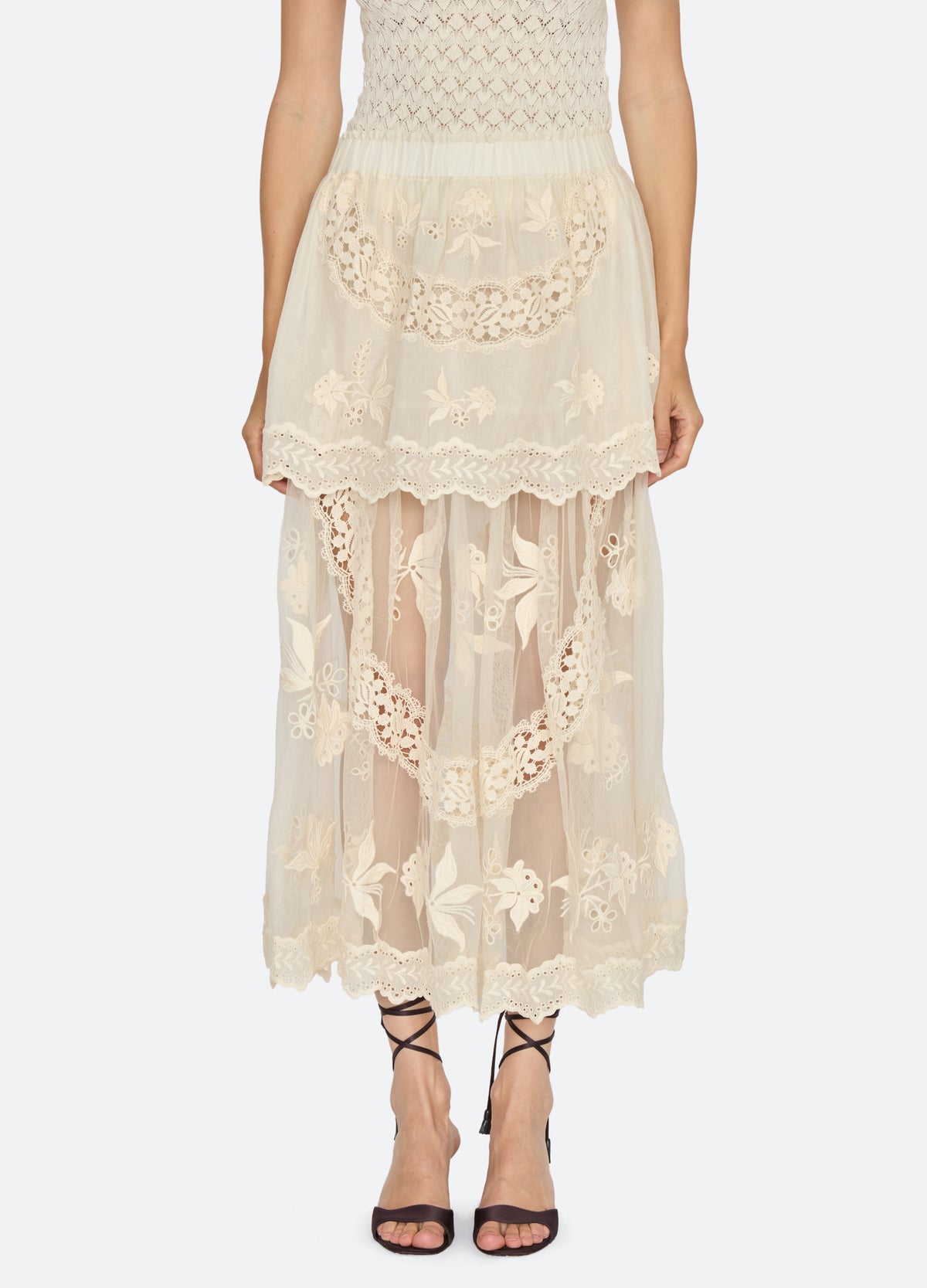 cream-lovena skirt-front view - 10