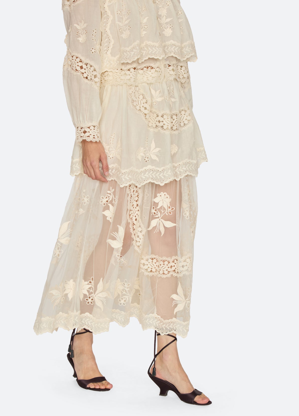cream-lovena skirt-walking view - 14