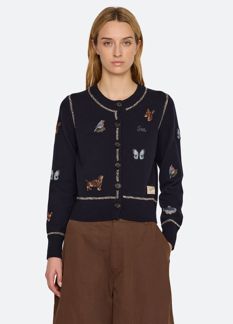 navy-perrie cardigan-front view - 2