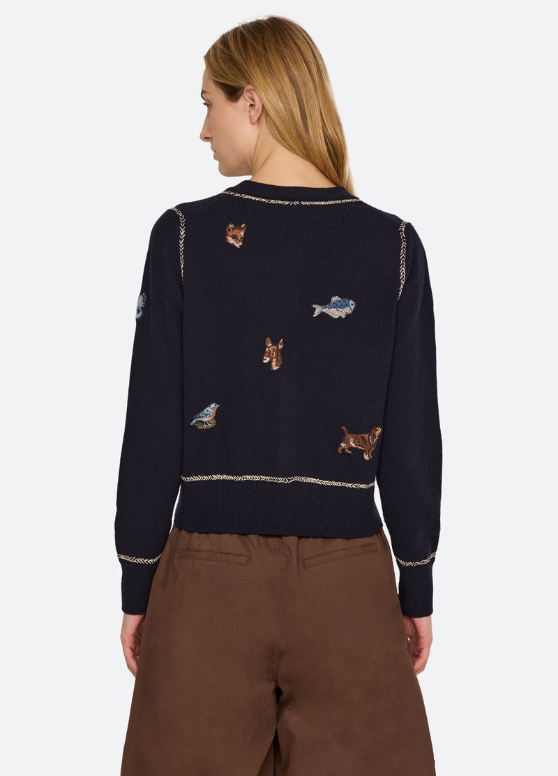 navy-perrie cardigan-back view - 3