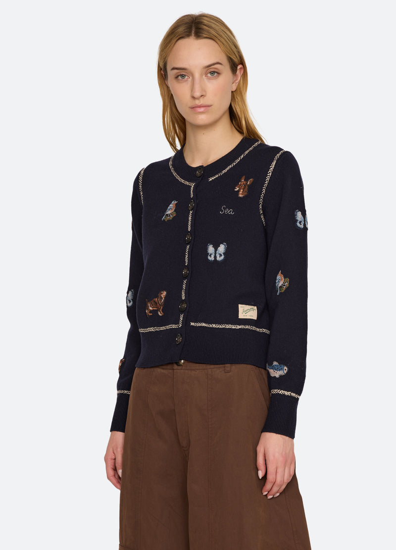 navy-perrie cardigan-three quarter view - 6