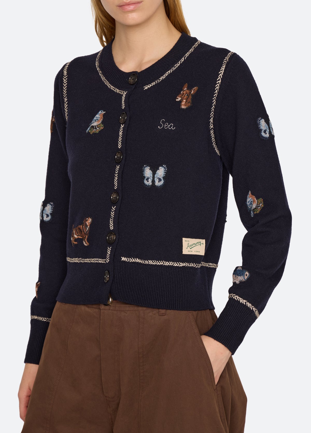 navy-perrie cardigan-detail view - 8