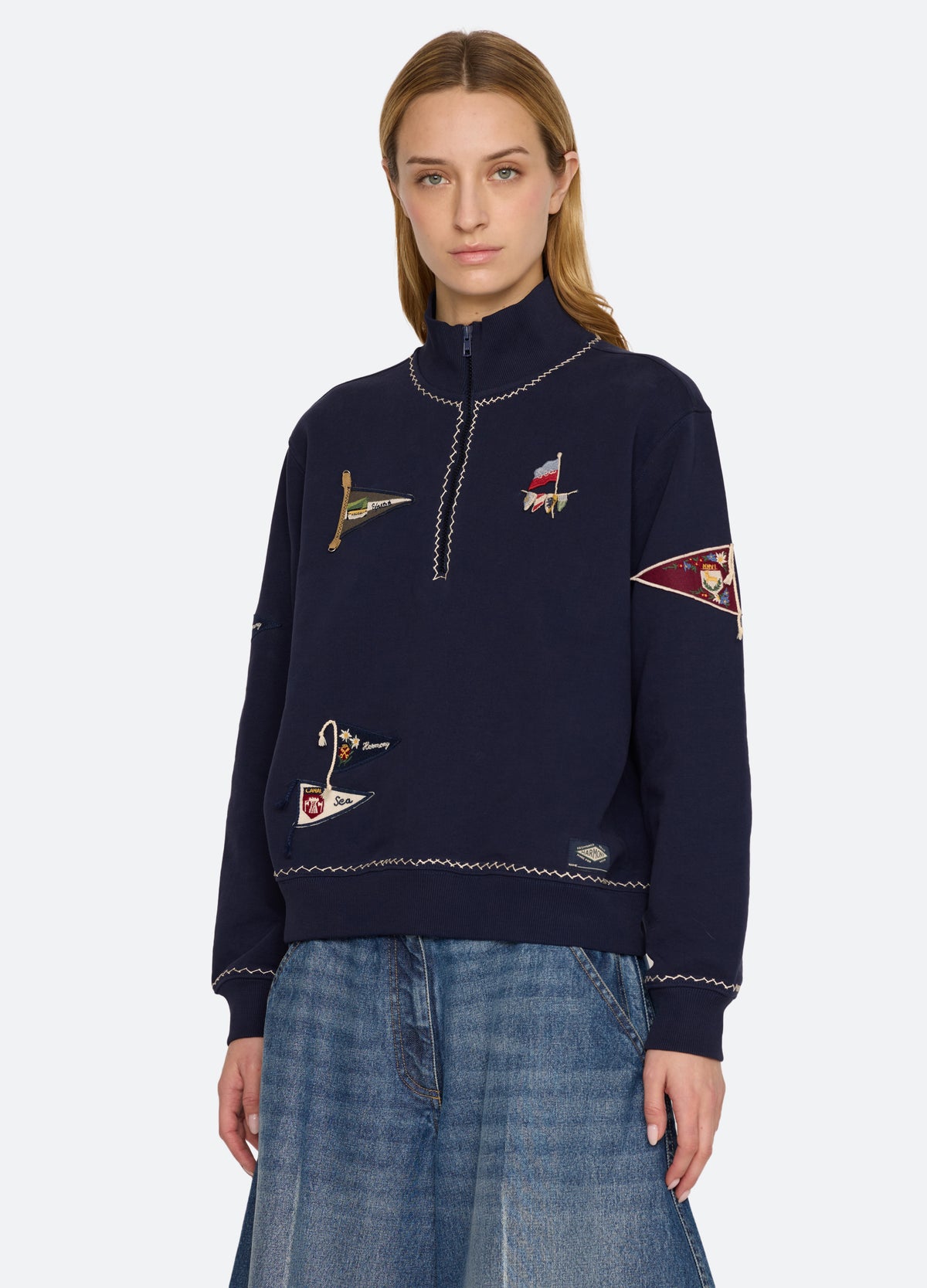 navy-perrie sweatshirt-three quarter view - 5