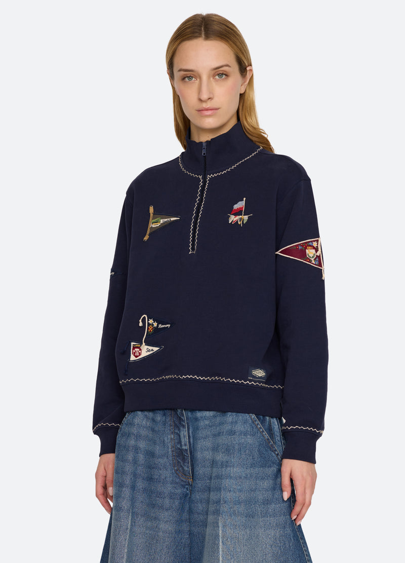 navy-perrie sweatshirt-three quarter view - 5