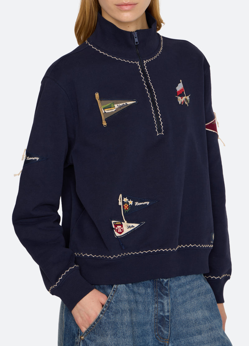 navy-perrie sweatshirt-detail view - 7
