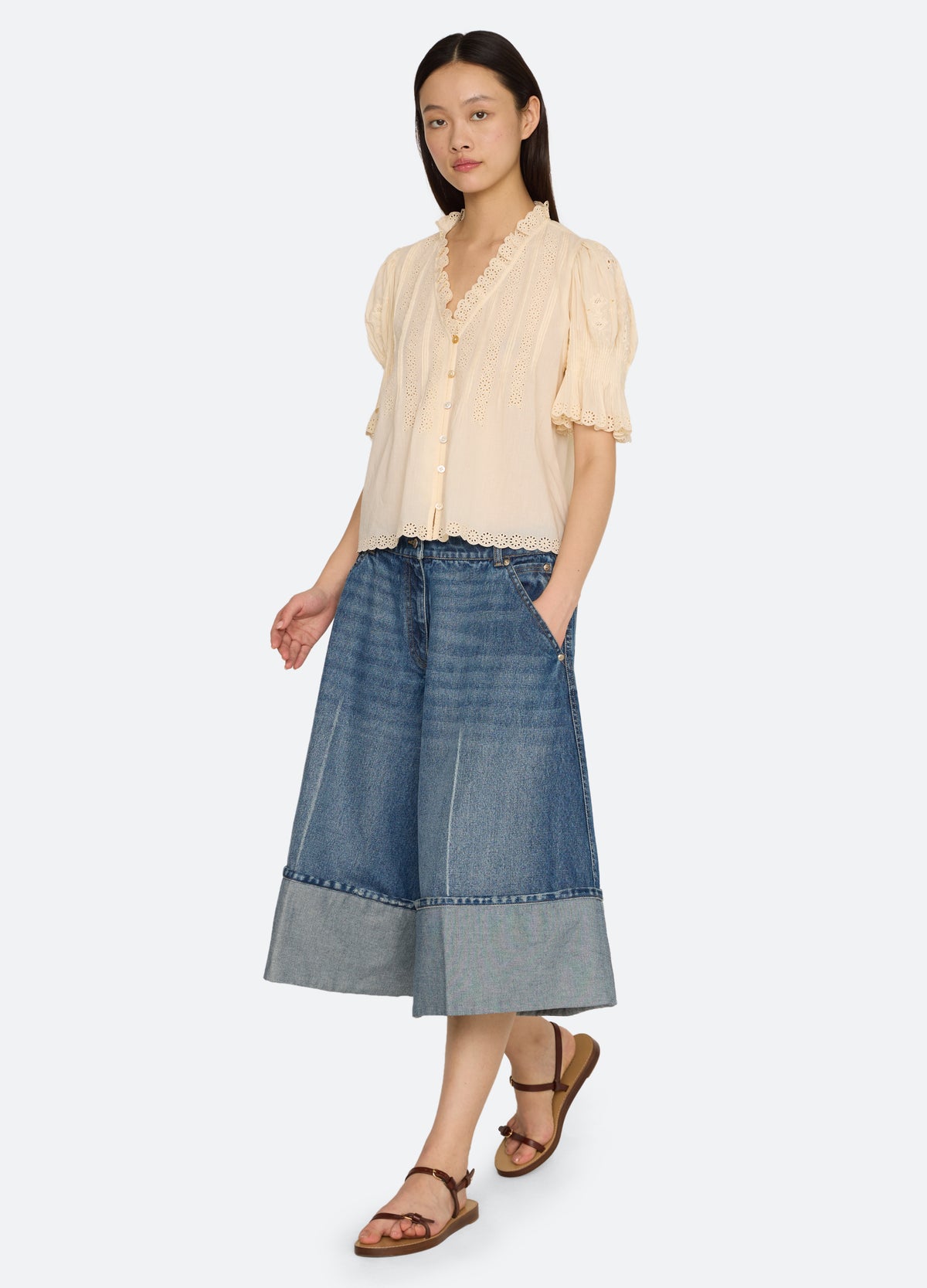 blue-lane culottes-full body view - 3