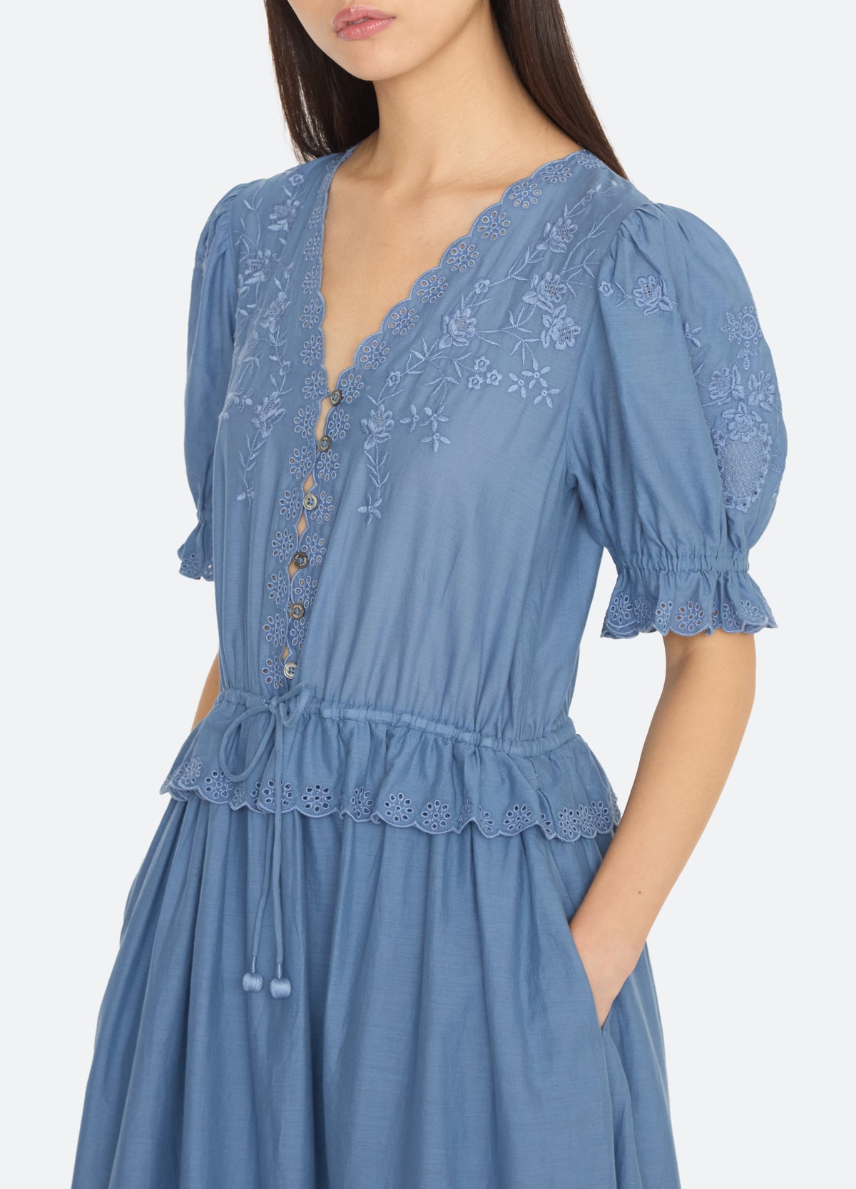 blue-taegan dress-detail view - 7