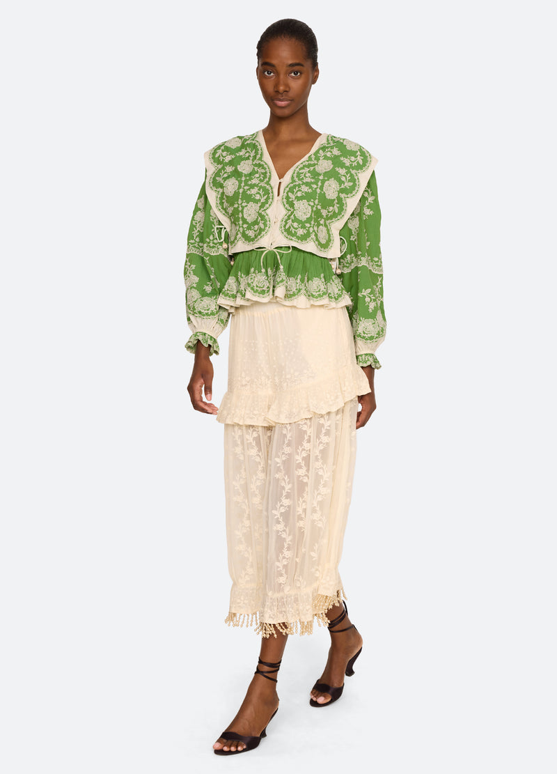 green-gertrude blouse-full body view - 12