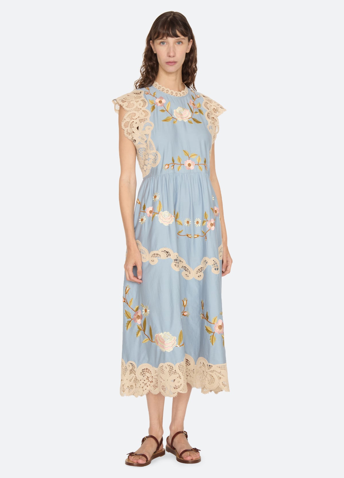 blue-shira midi dress-front view