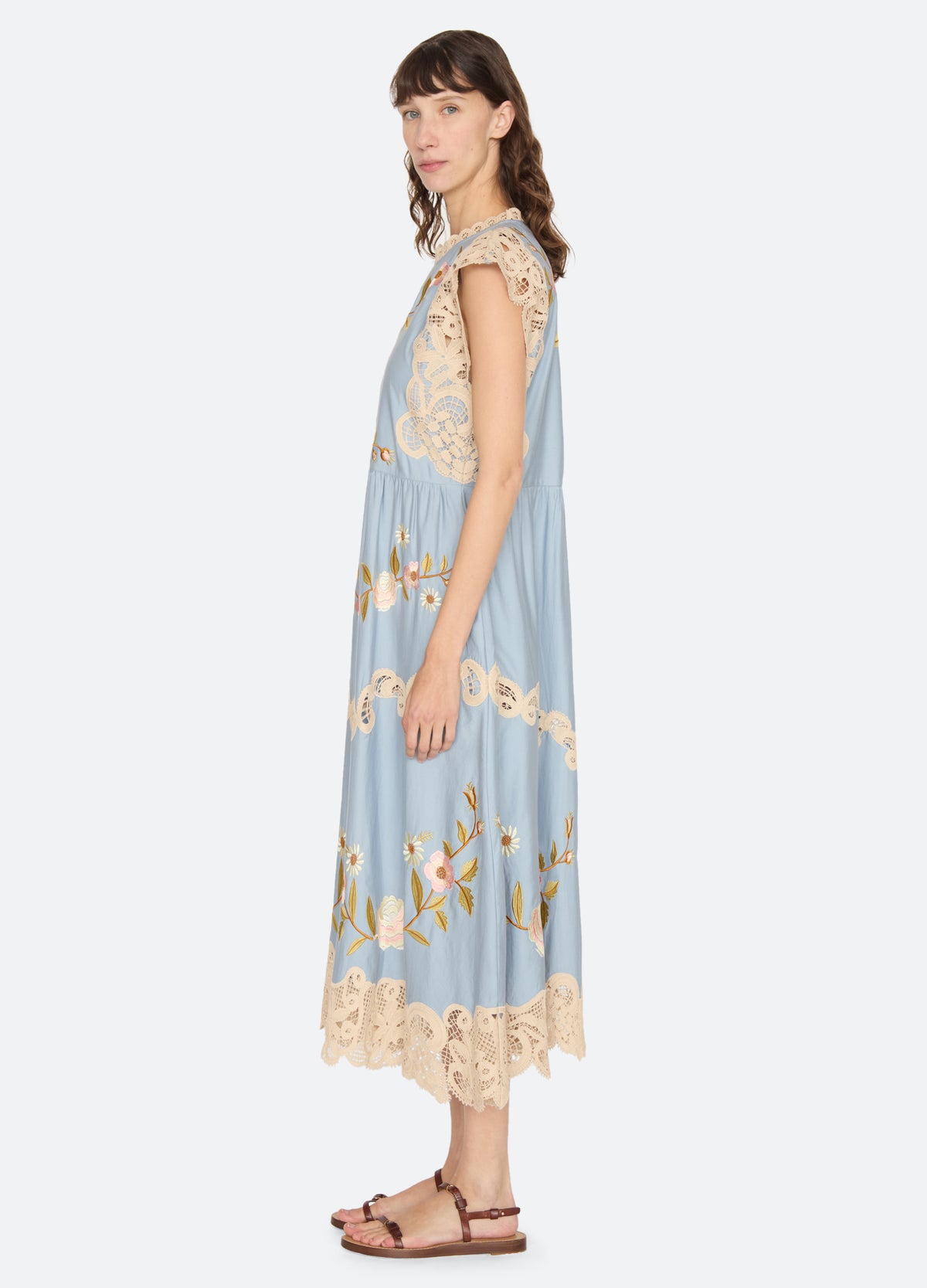 blue-shira midi dress-side view - 3