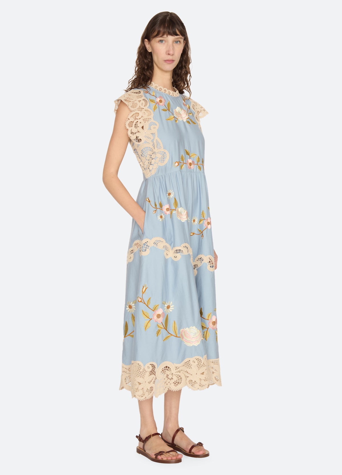 blue-shira midi dress-three quarter view - 4