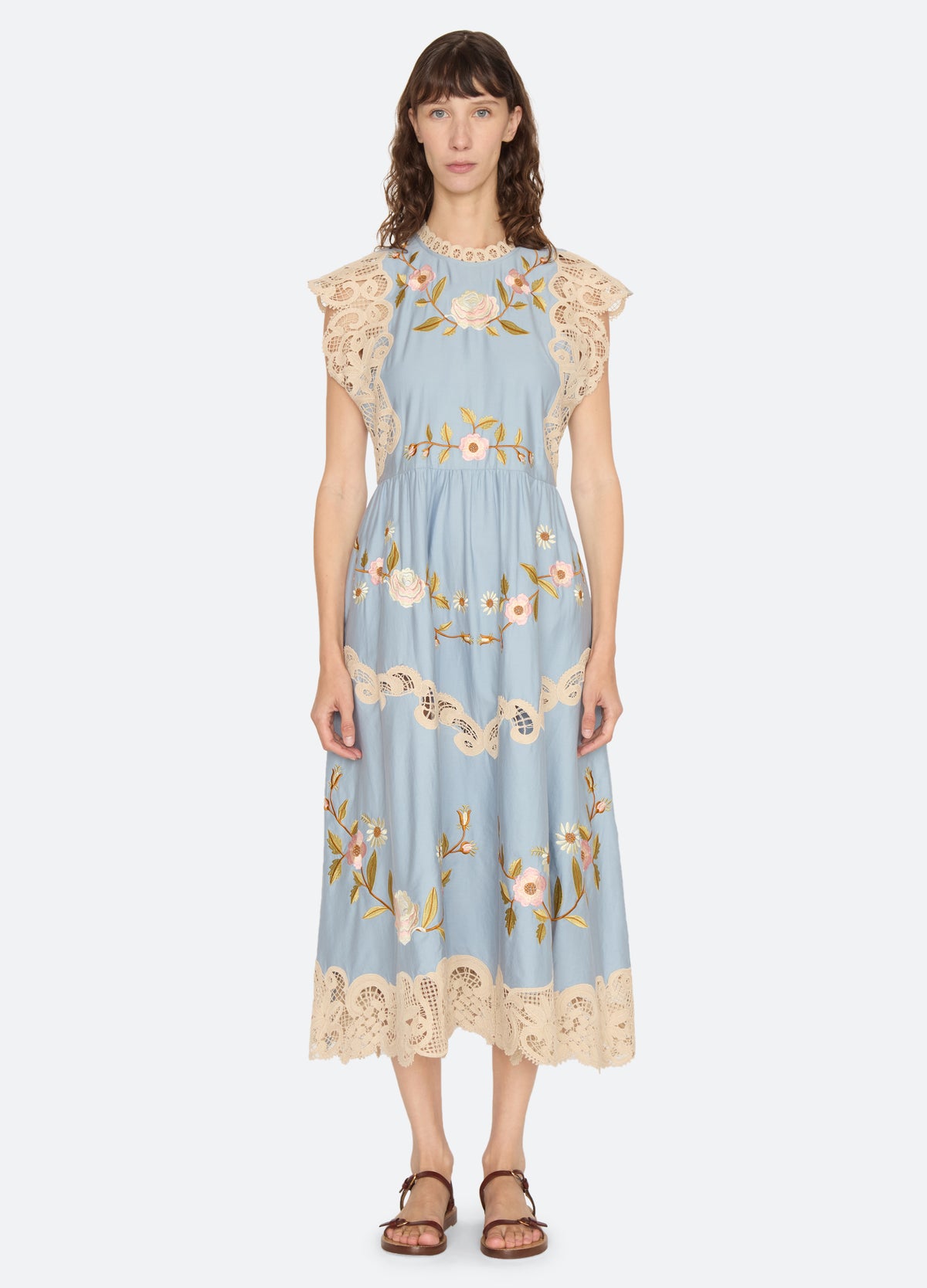 blue-shira midi dress-front view 3 - 5