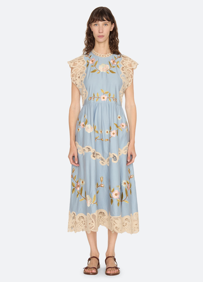 blue-shira midi dress-front view 3 - 5