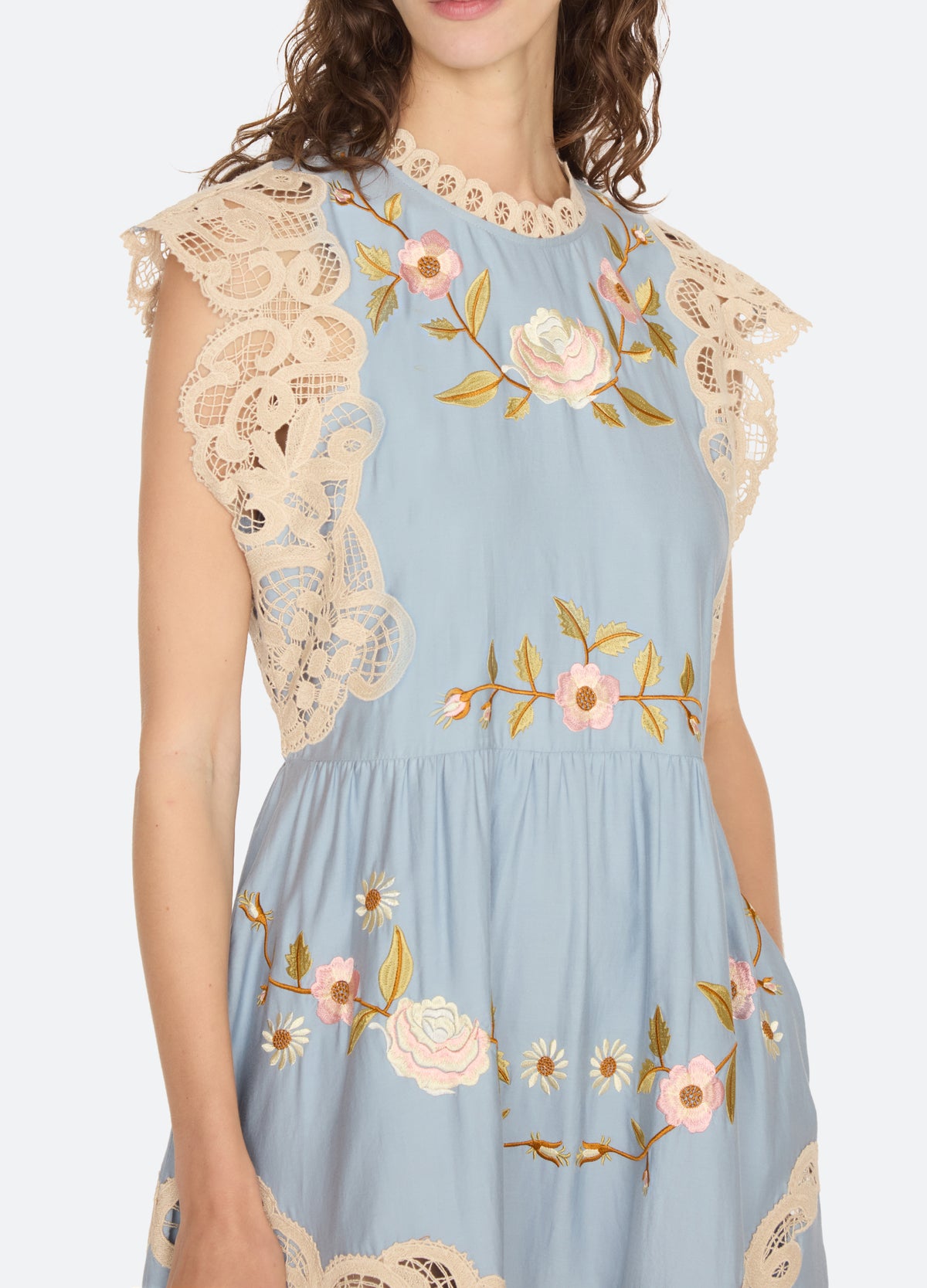 blue-shira midi dress-detail view - 6