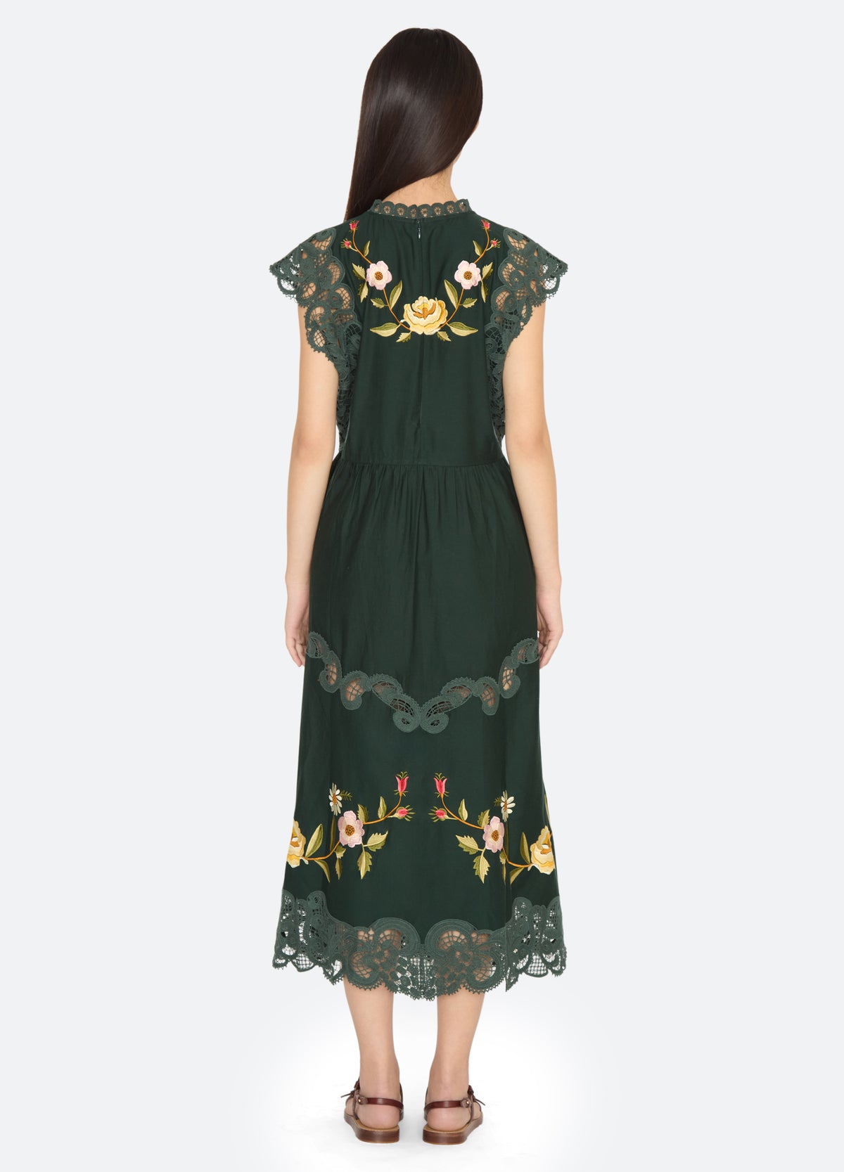 green-shira midi dress-back view - 10