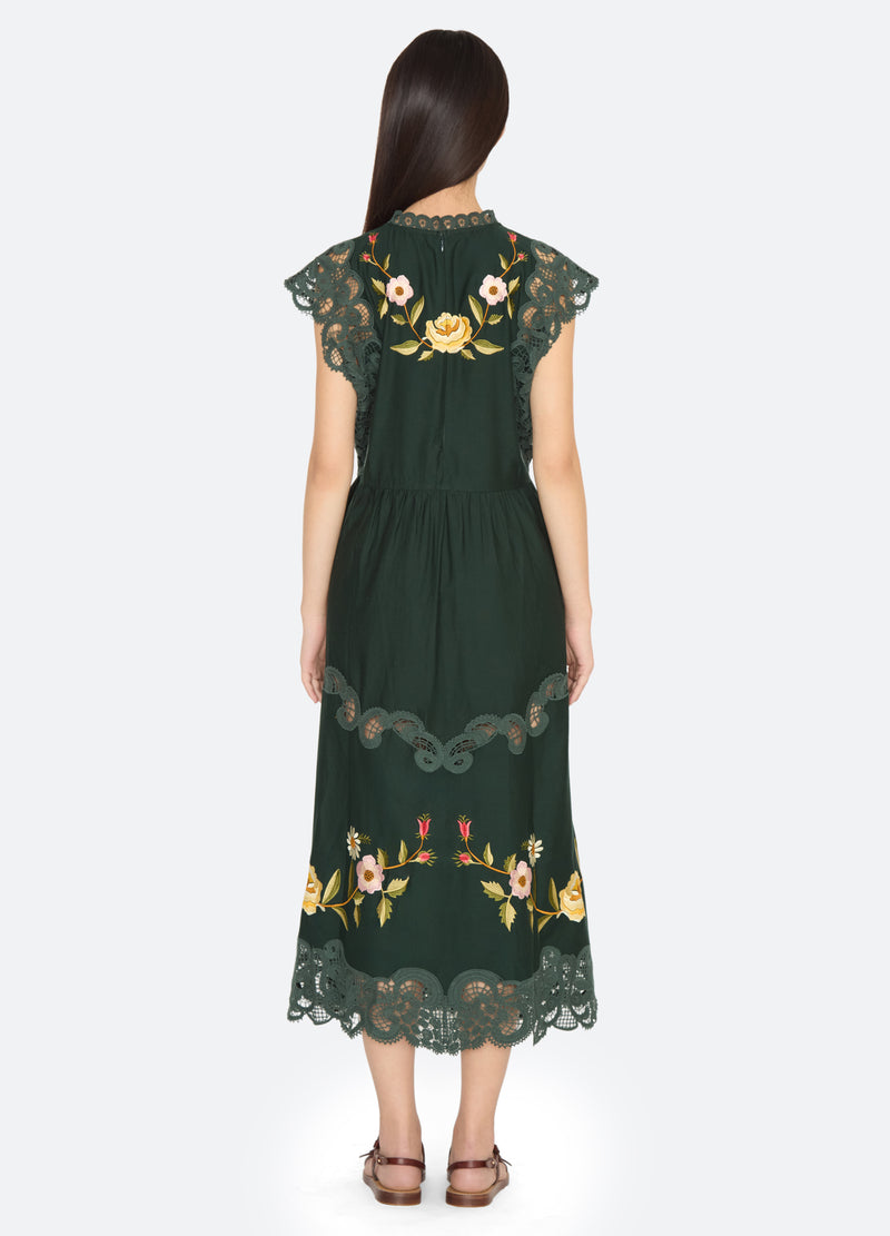 green-shira midi dress-back view - 10