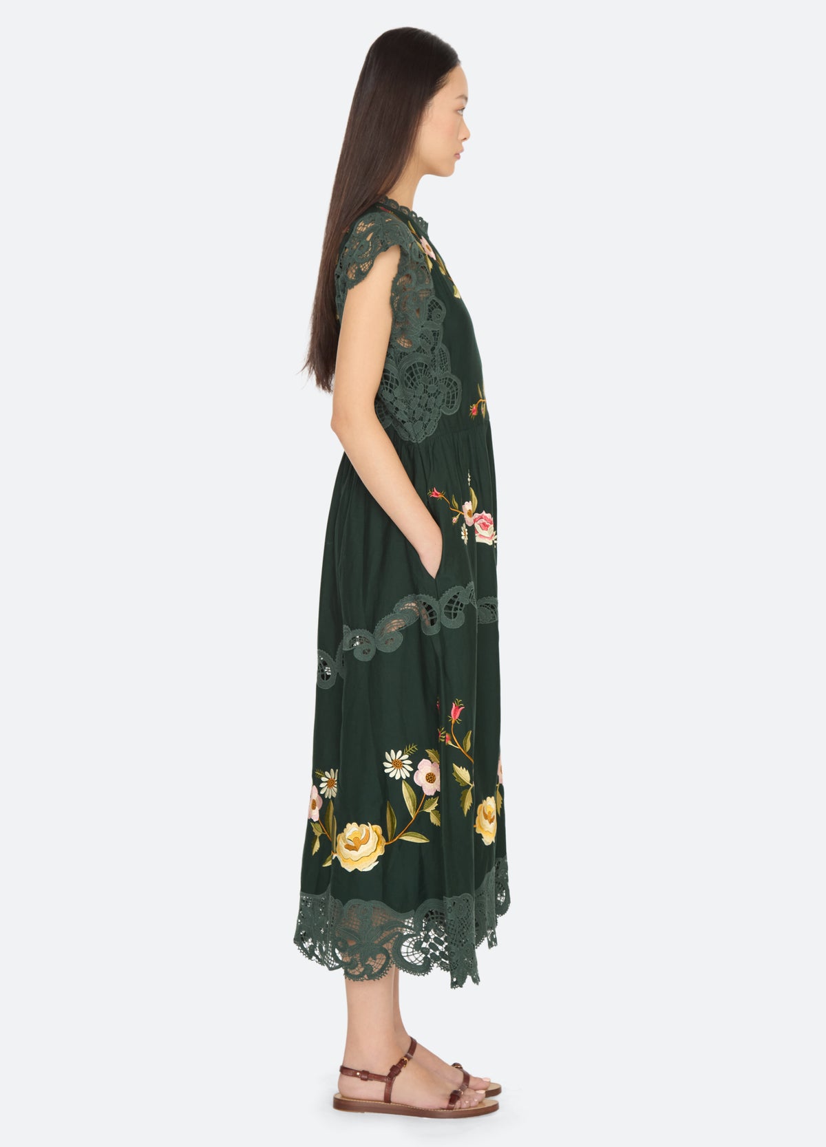 green-shira midi dress-side view - 11