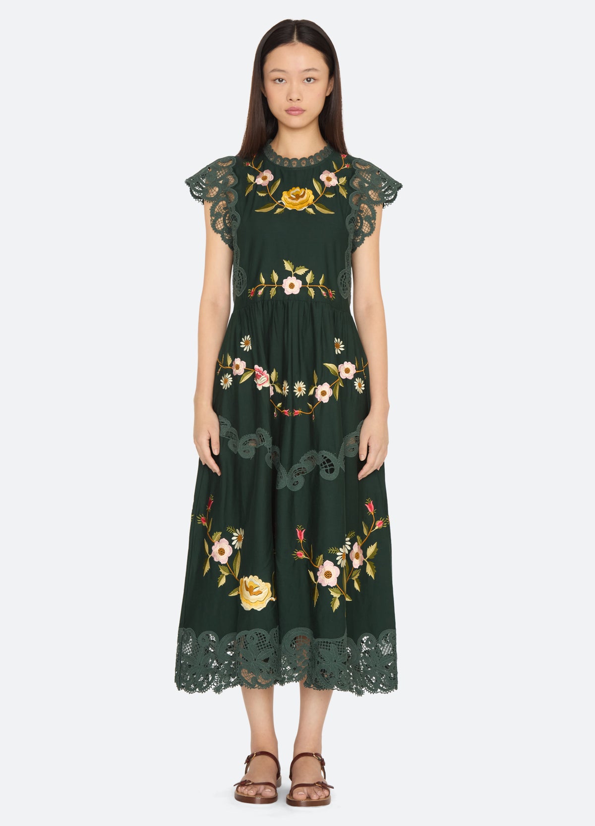 green-shira midi dress-front view 2 - 13