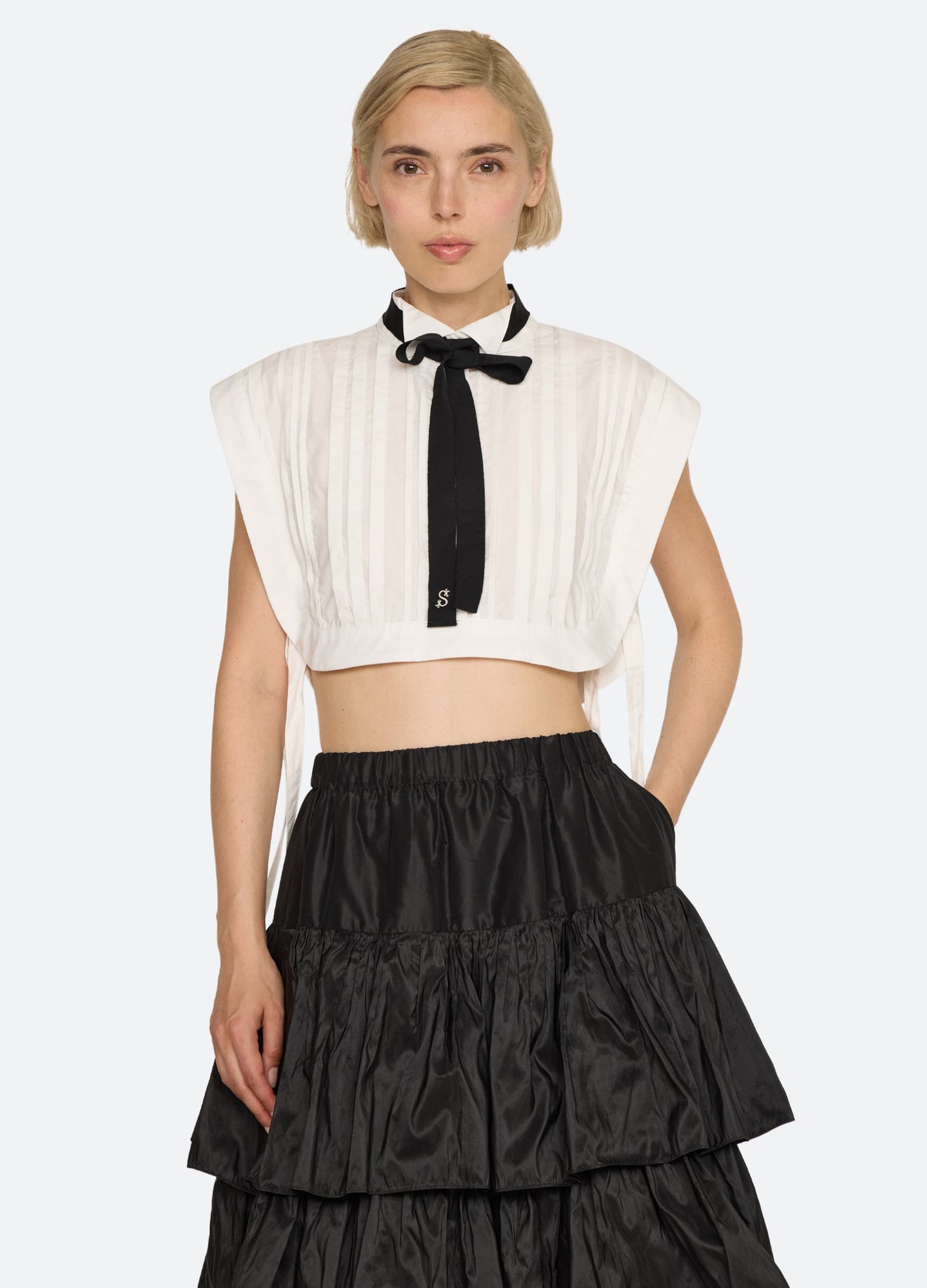 white-kathleen bib collar-front view - 3