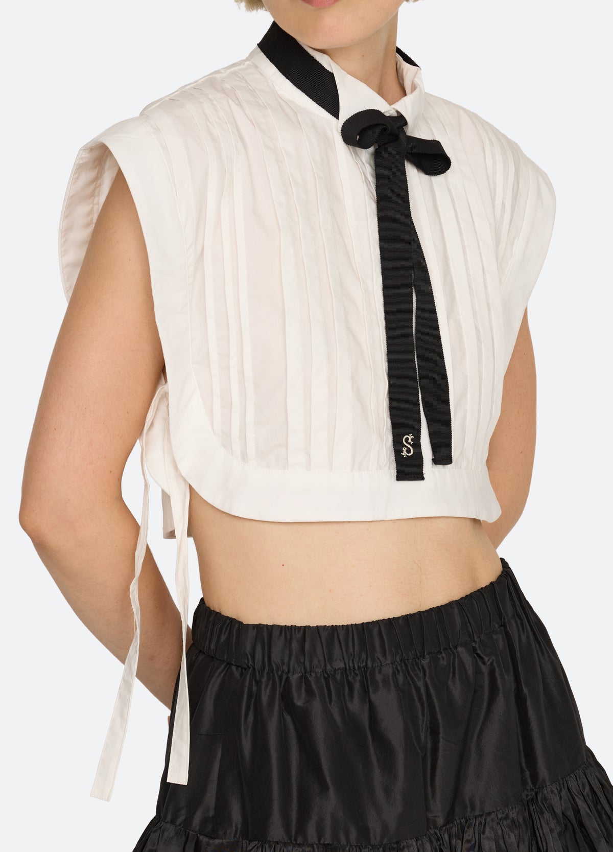 white-kathleen bib collar-detail view - 7