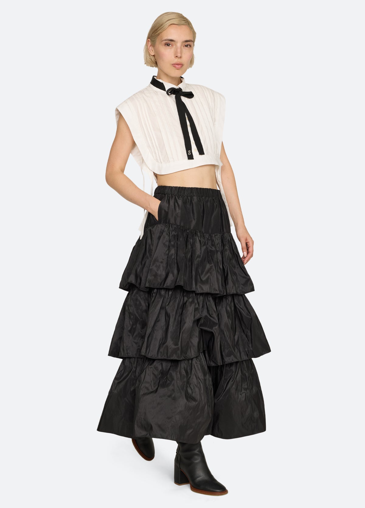 white-kathleen bib collar-full body view - 8