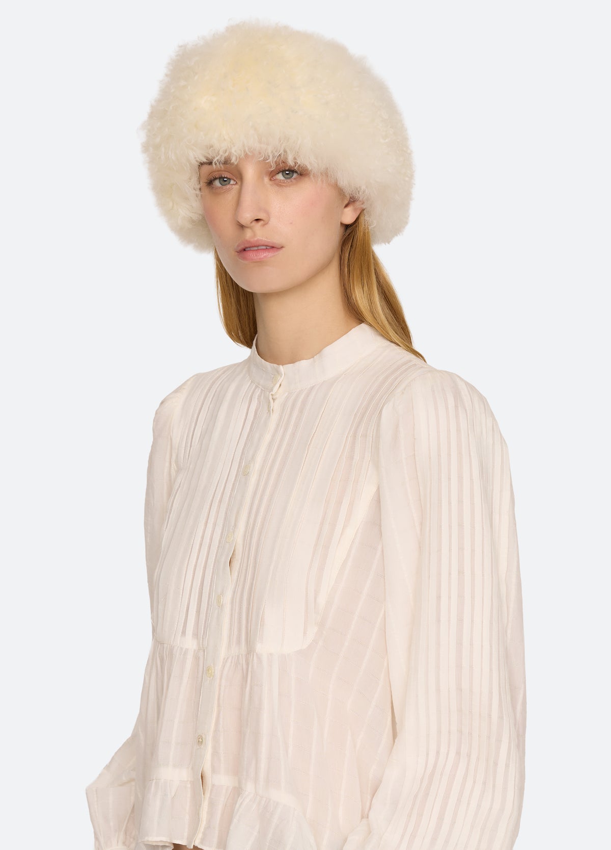 white-michaela hat-front view - 3