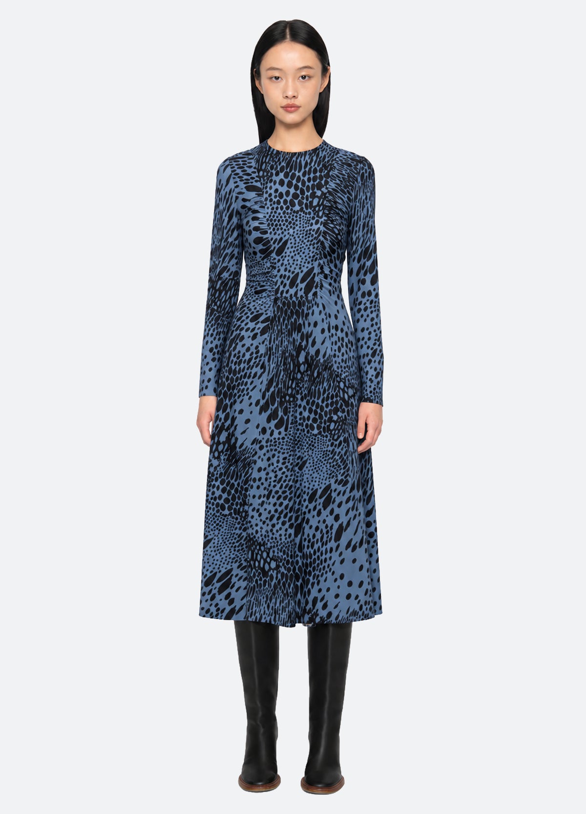 blue-marielle l/s dress-front view - 5