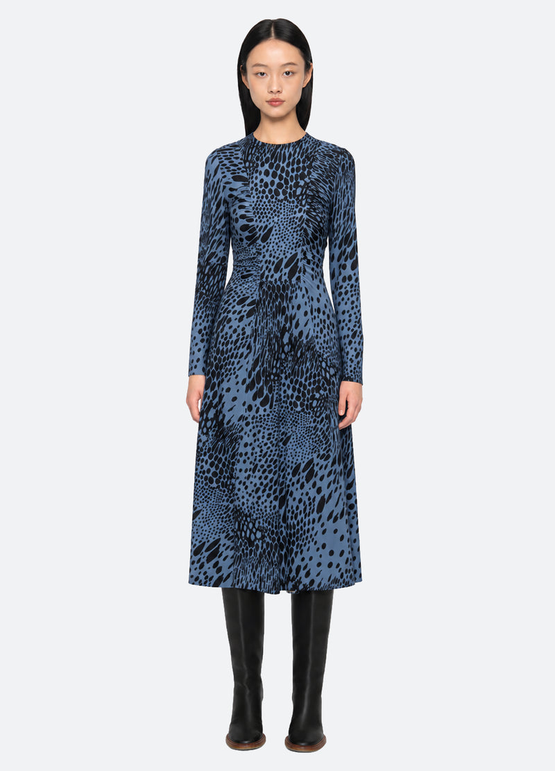 blue-marielle l/s dress-front view - 5