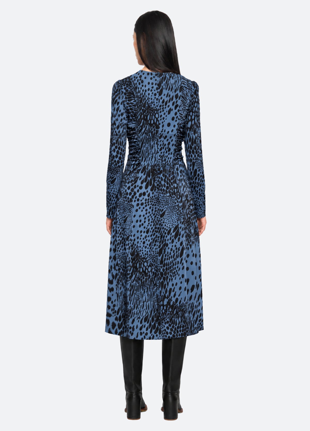 blue-marielle l/s dress-back view - 2