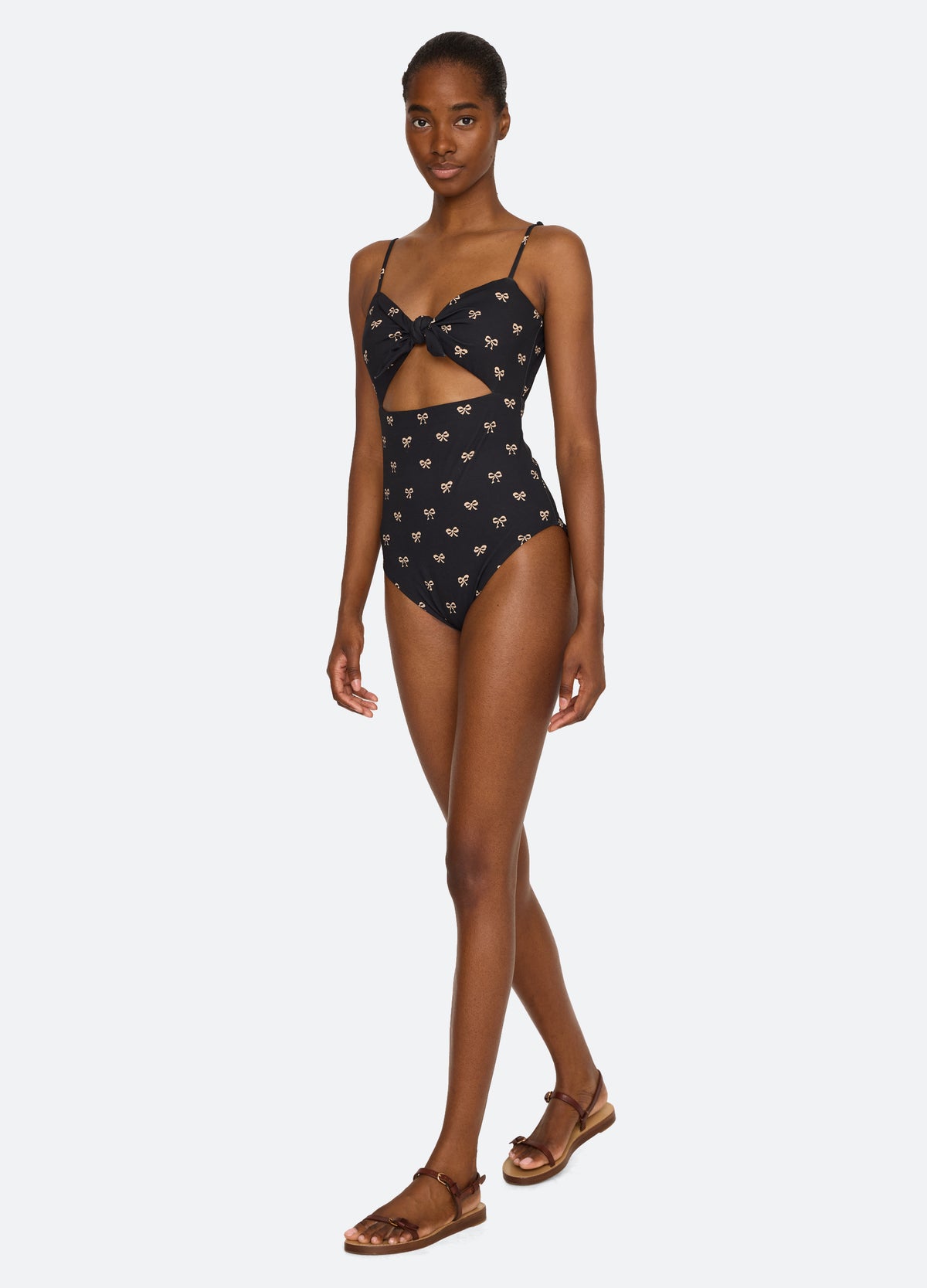 black-lauren one piece-walking view - 6