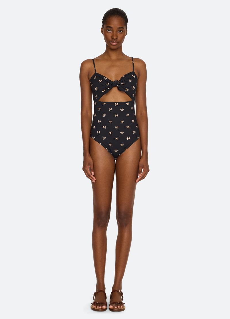 black-lauren one piece-front view 2 - 7
