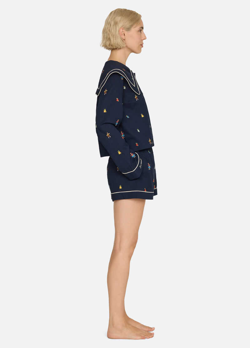 navy-liana short pj set-side view - 4